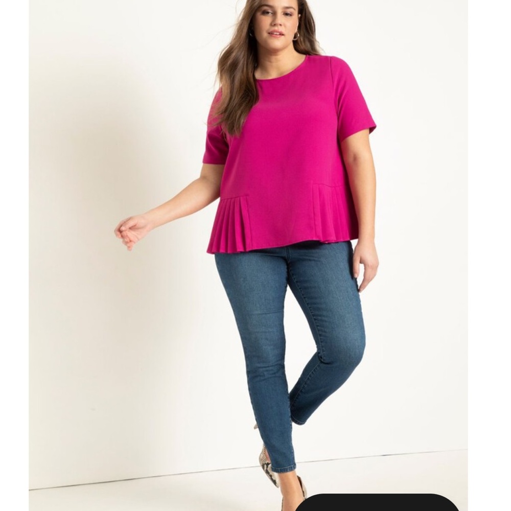 Pink side pleated Eloquii top